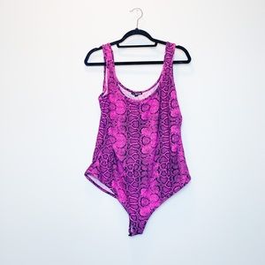Best I Ever Had Snake Skin Bodysuit in Neon Pink
